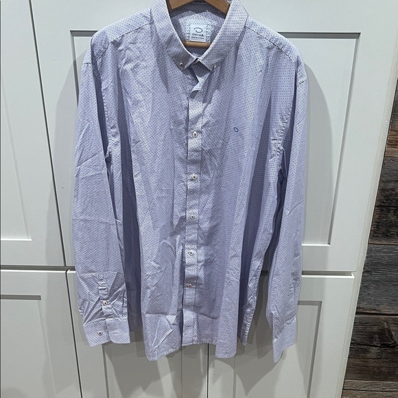 Oscar de la Renta Light Blue and Red Dress Shirt - Picture 1 of 6